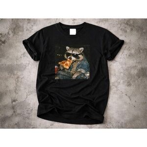 Raccoon Eating Pizza - Funny Meme Shirt